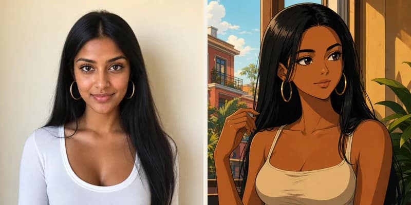 Good reference photo example — front-facing, well-lit, single clear subject. The comic result preserves identifying features cleanly.