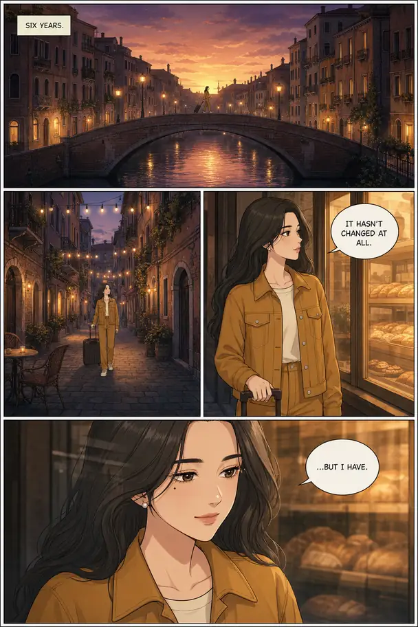 Arriving at dusk, run 2 of 3 — full comic page, first attempt, opens full size.