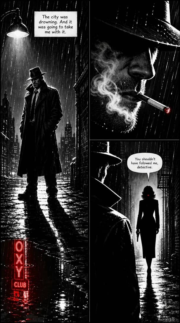 Noir comic style sample from TaleAtelier
