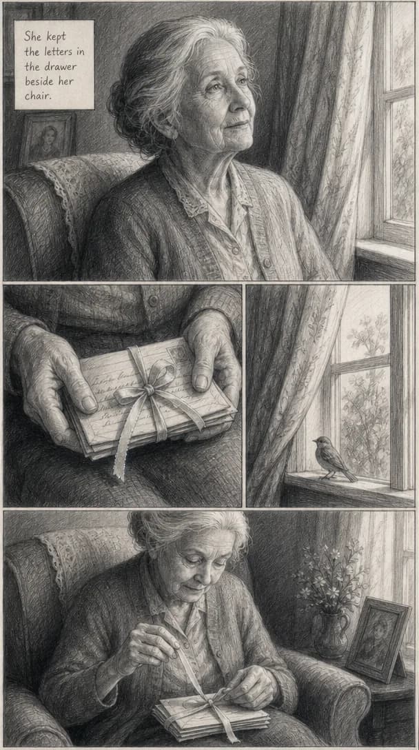 Pencil sketch sample from TaleAtelier — grayscale graphite with visible strokes and cross-hatched shadows