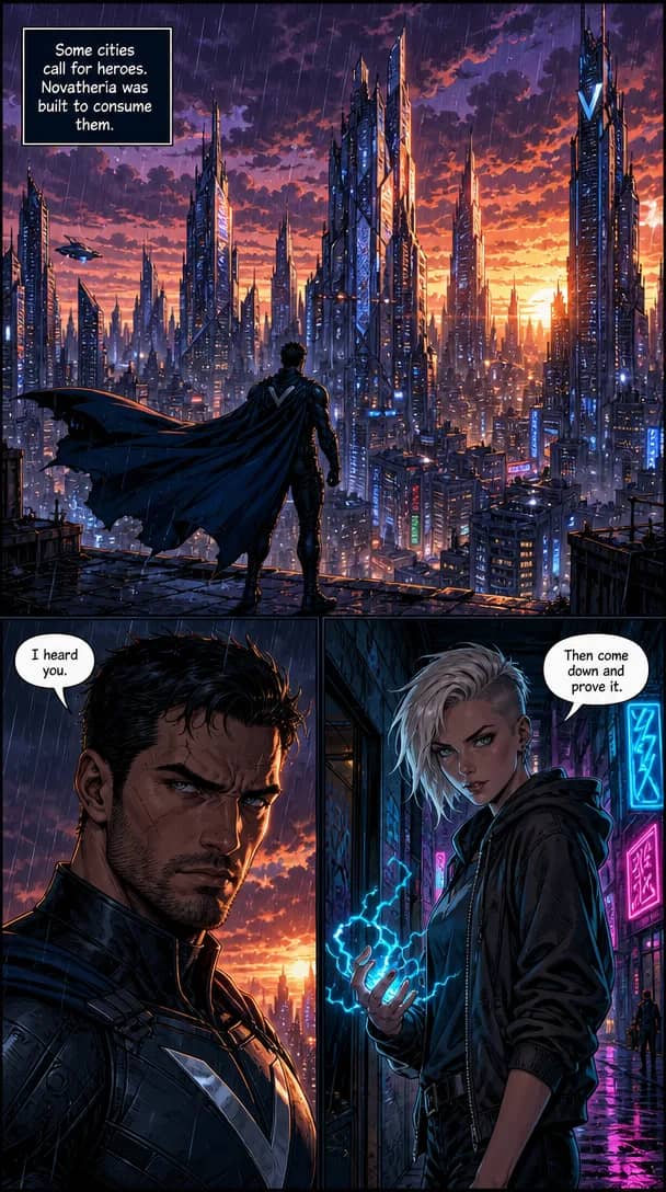 Superhero comic style sample from TaleAtelier