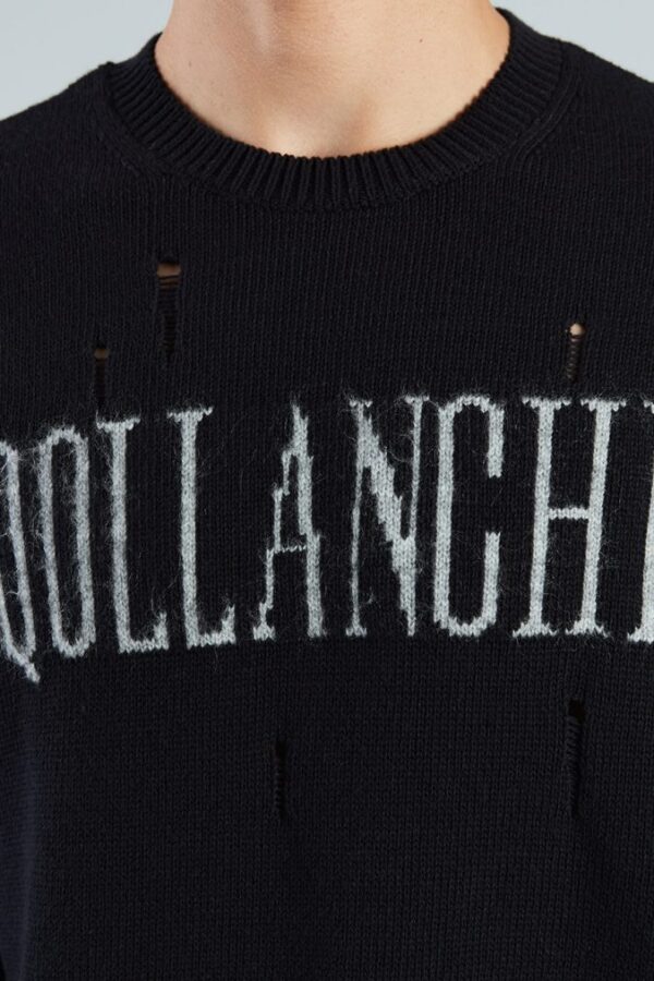 Ripped Knit Sweater – Black - Image 3