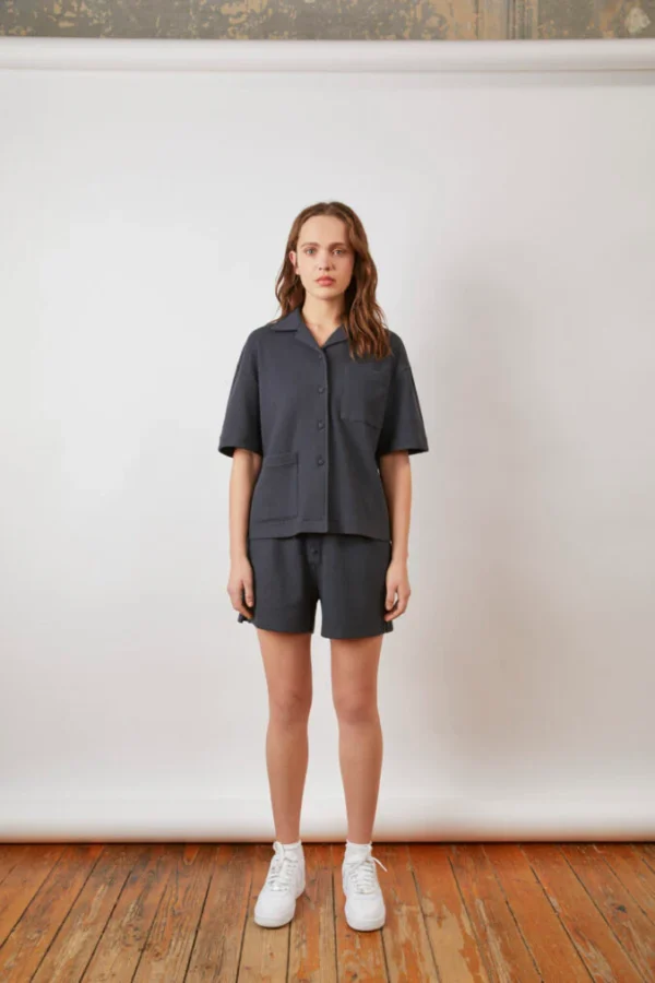 Jade Waffle Shirt – Antrasit - Image 4