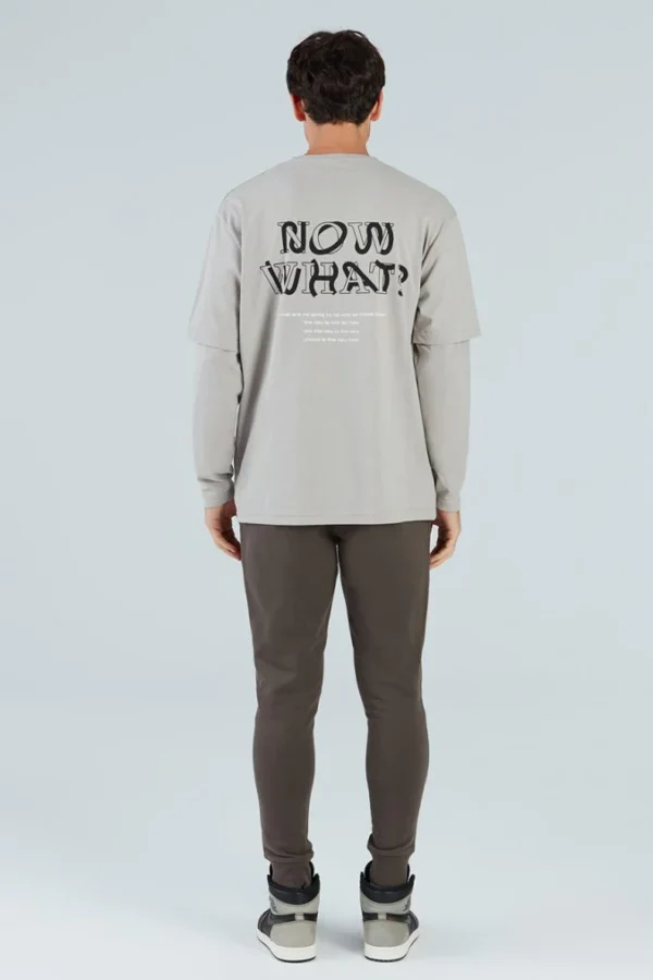 Now What Long Sleeve T-Shirt – Stone - Image 4