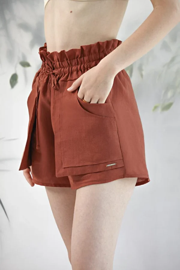 Linen Shorts – Coral - Image 5