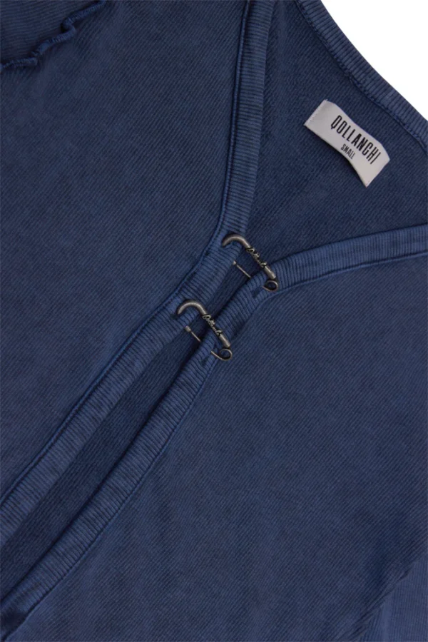 Rigel Ribbed Cardigan - Washed Blue - Image 4