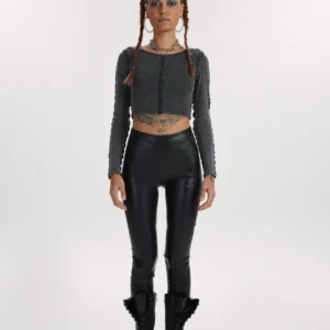 Sirius Ribbed Crop - Washed Black