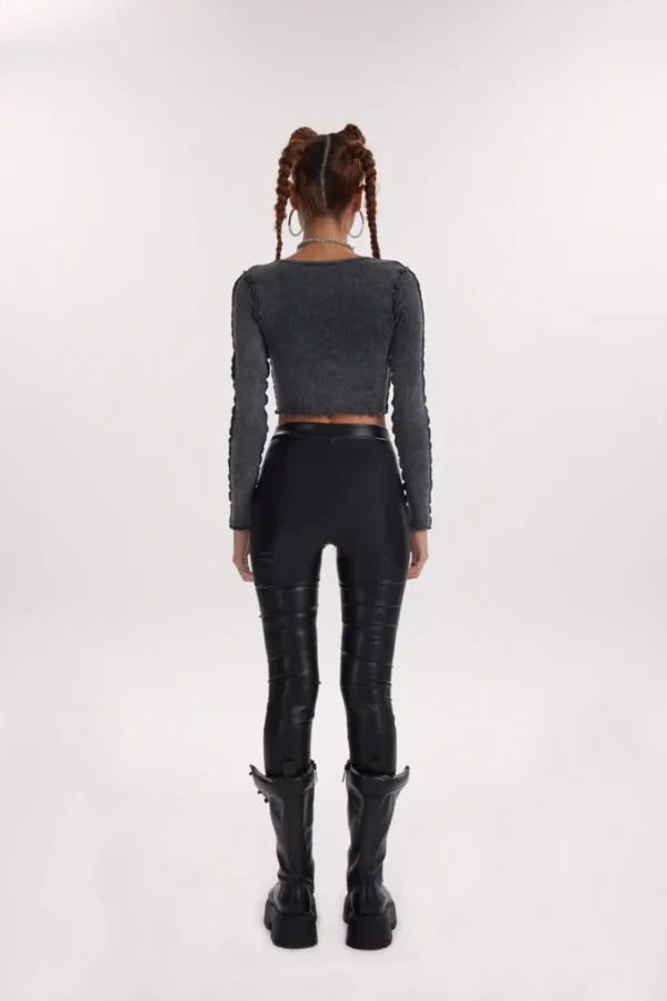 Sirius Ribbed Crop - Washed Black - Image 3
