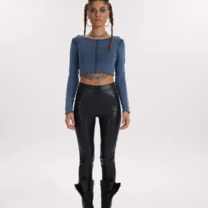 Sirius Ribbed Crop - Washed Blue