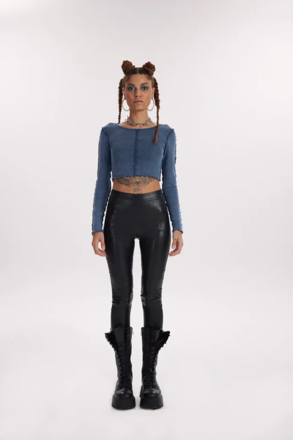Sirius Ribbed Crop - Washed Blue