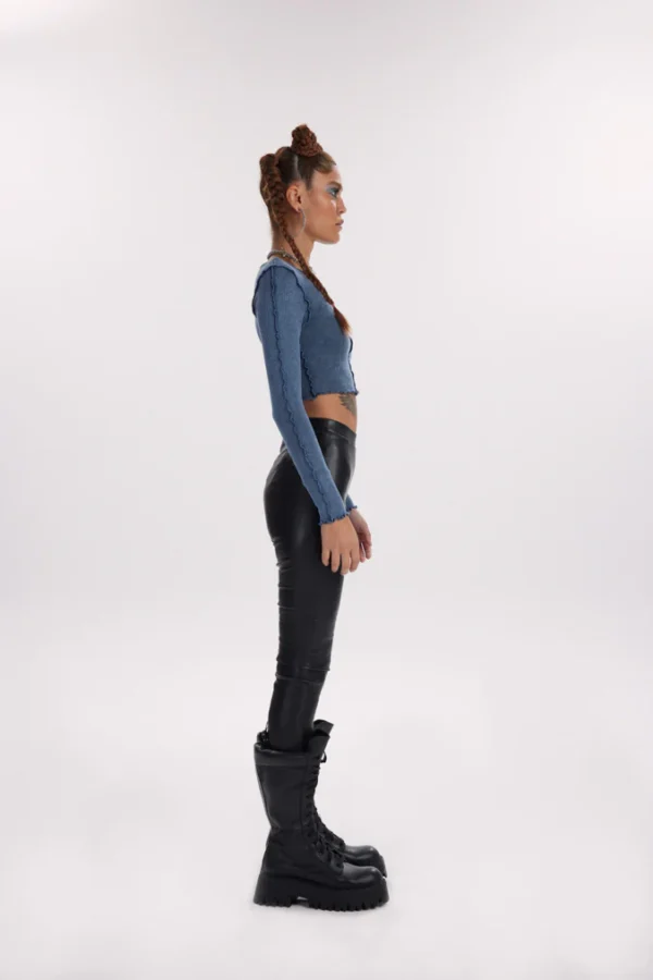 Sirius Ribbed Crop - Washed Blue - Image 2