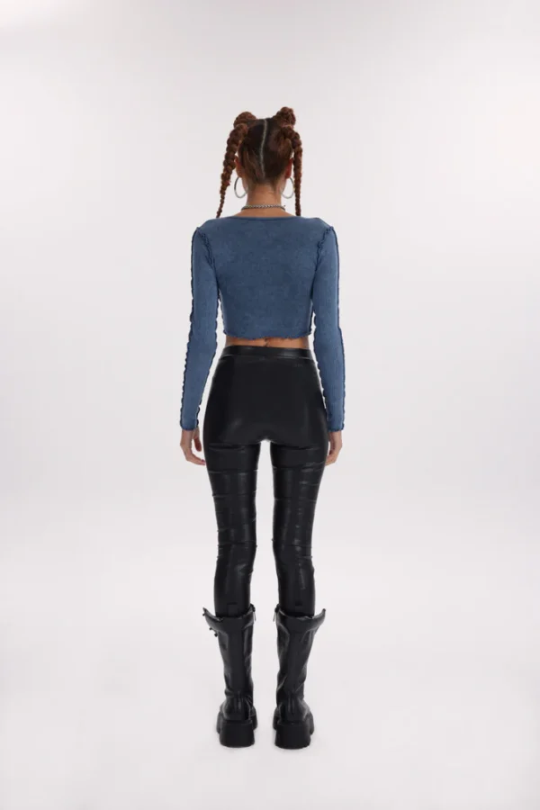 Sirius Ribbed Crop - Washed Blue - Image 3