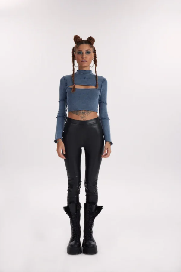 Vesper Ribbed Turtleneck - Washed Blue