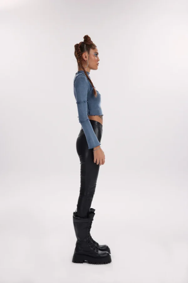 Vesper Ribbed Turtleneck - Washed Blue - Image 2