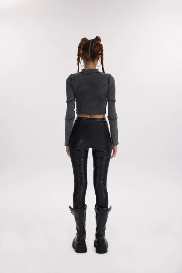 Vesper Ribbed Turtleneck - Washed Black - Image 3