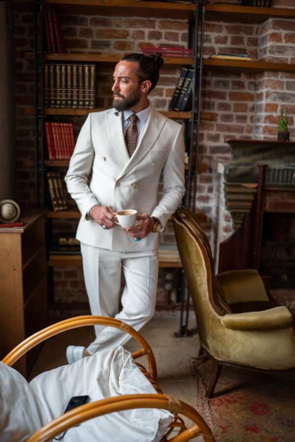 Special Design Stripe Detailed Double Breasted Suit - Image 5