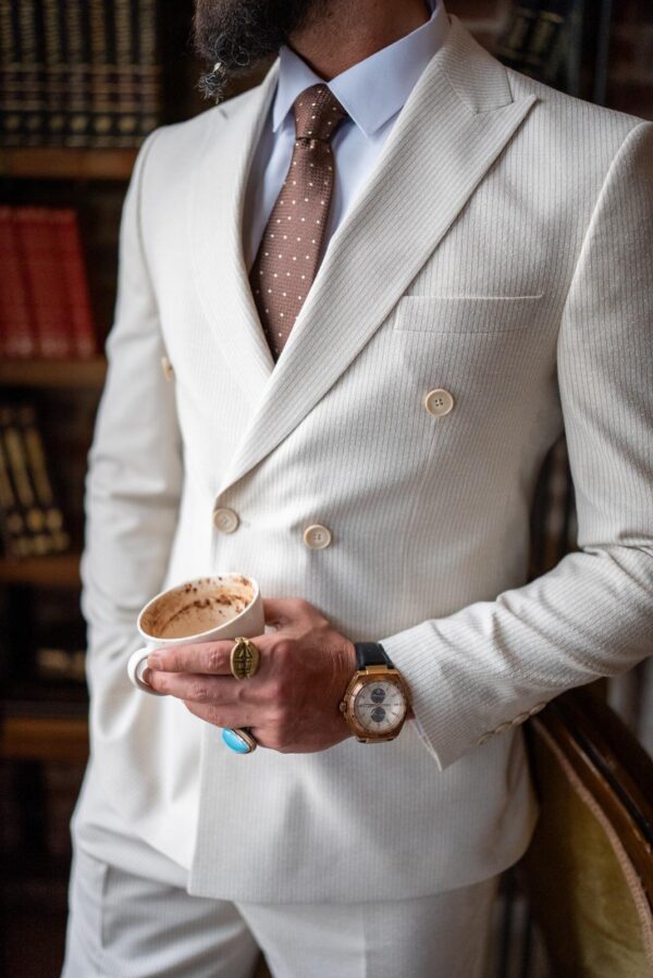Special Design Stripe Detailed Double Breasted Suit - Image 2