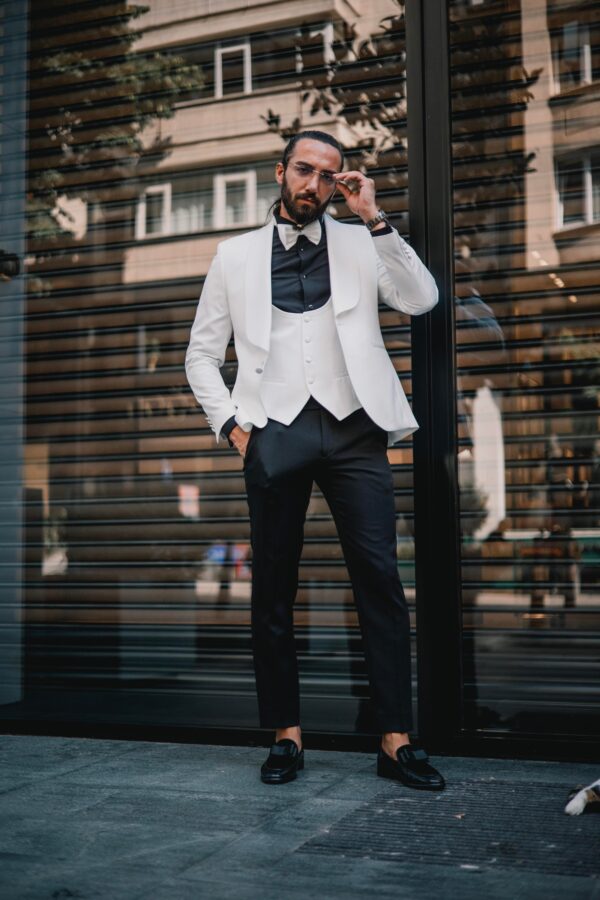 Shawl Collar Slim Fit Men's Wedding Suit - Image 3