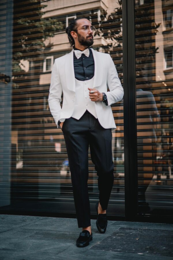 Shawl Collar Slim Fit Men's Wedding Suit - Image 4