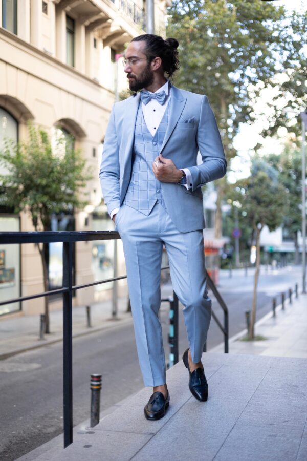 Slim Fit Swallow Collar Men's Groom's Suit - Image 9
