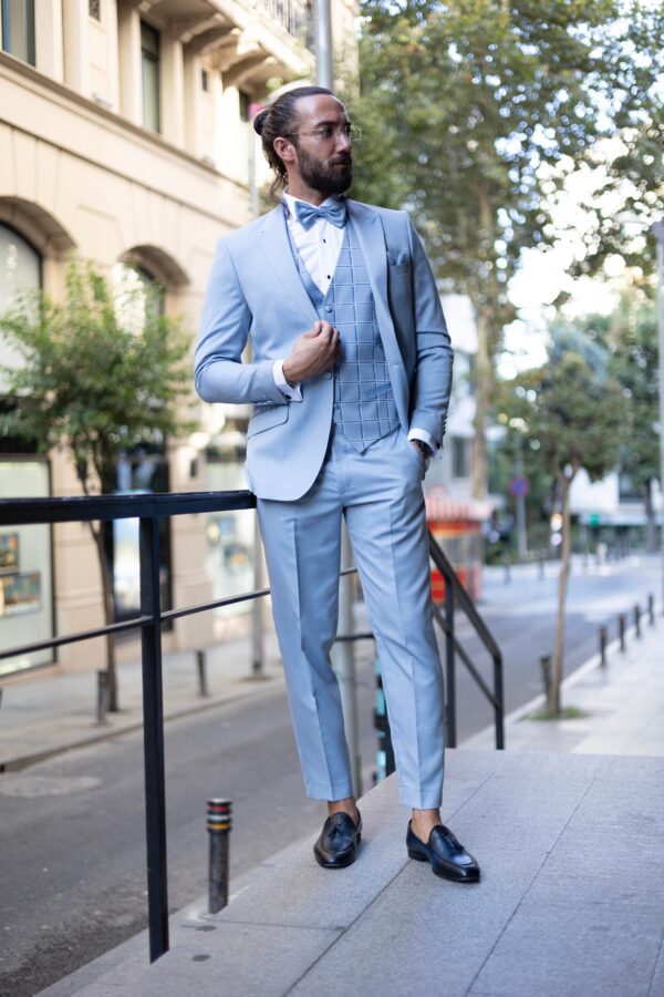 Slim Fit Swallow Collar Men's Groom's Suit - Image 8
