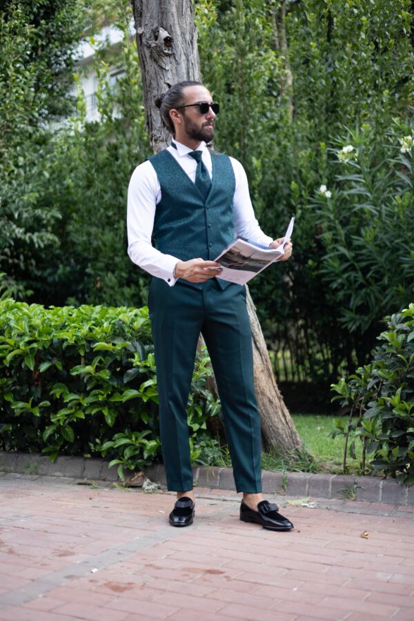 Slim Fit Satin Collar Men's Groom's Suit - Image 6