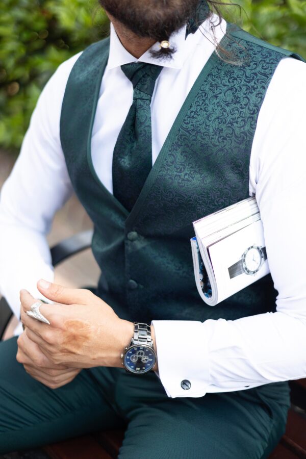 Slim Fit Satin Collar Men's Groom's Suit - Image 5