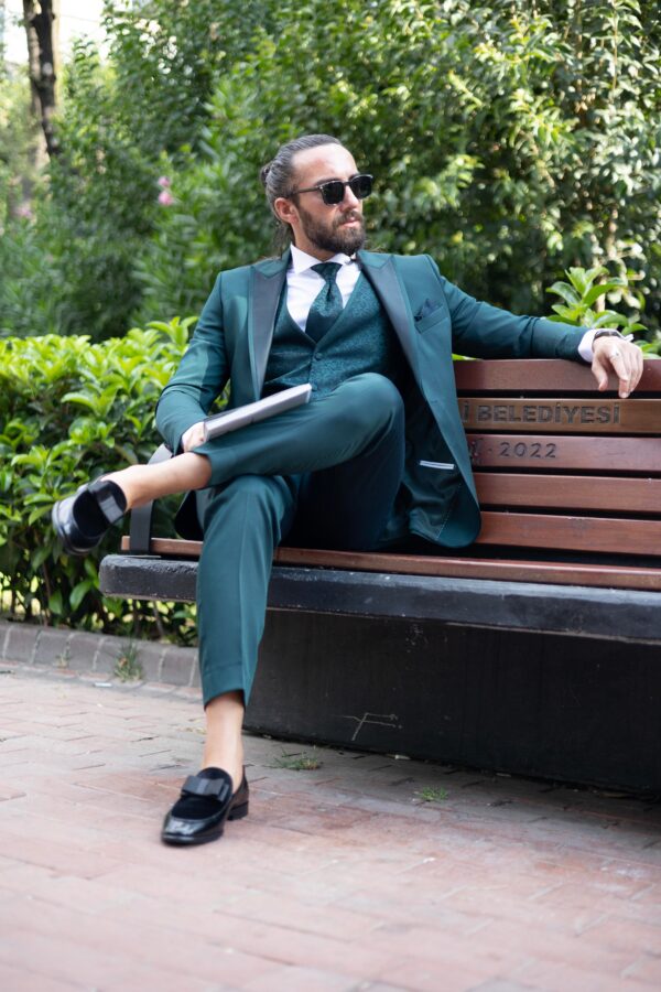 Slim Fit Satin Collar Men's Groom's Suit