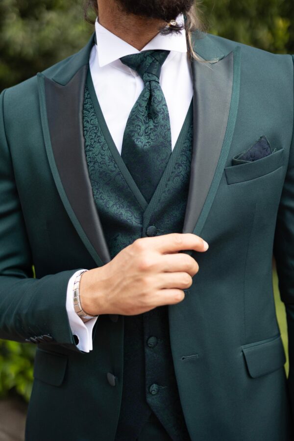Slim Fit Satin Collar Men's Groom's Suit - Image 9