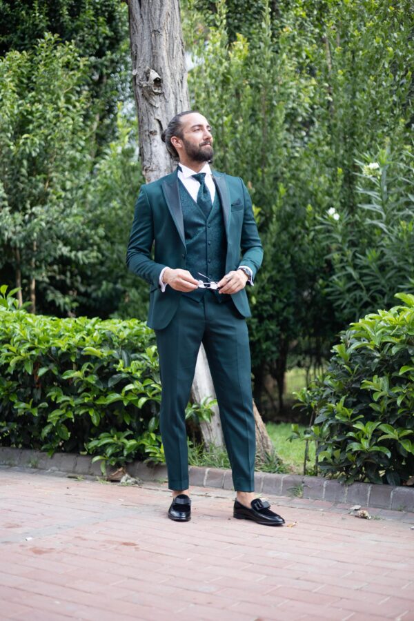 Slim Fit Satin Collar Men's Groom's Suit - Image 8