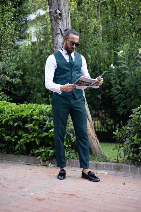 Slim Fit Satin Collar Men's Groom's Suit - Image 7